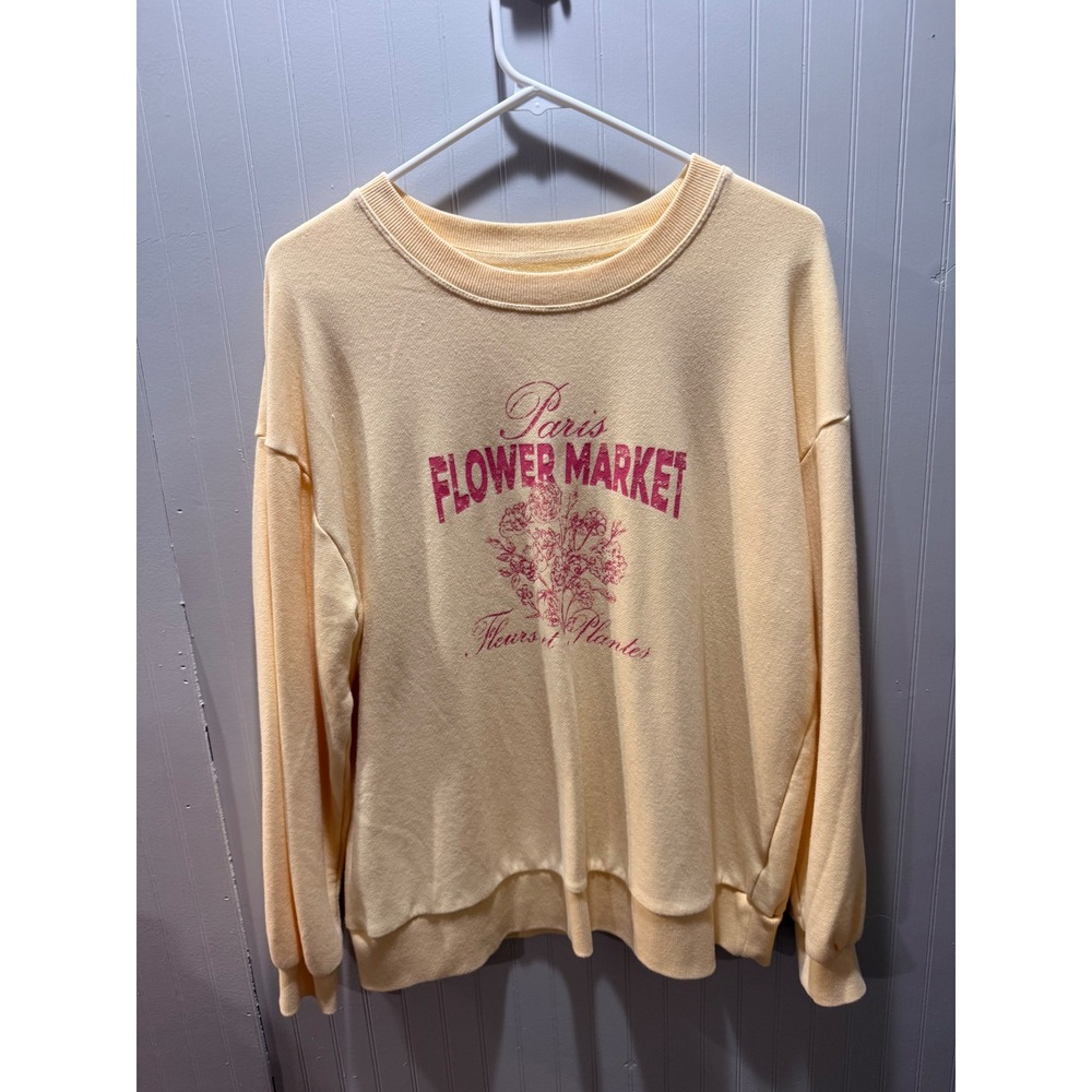 C&C California Paris Flower Market Sweatshirt Yellow XL Graphic Pullover